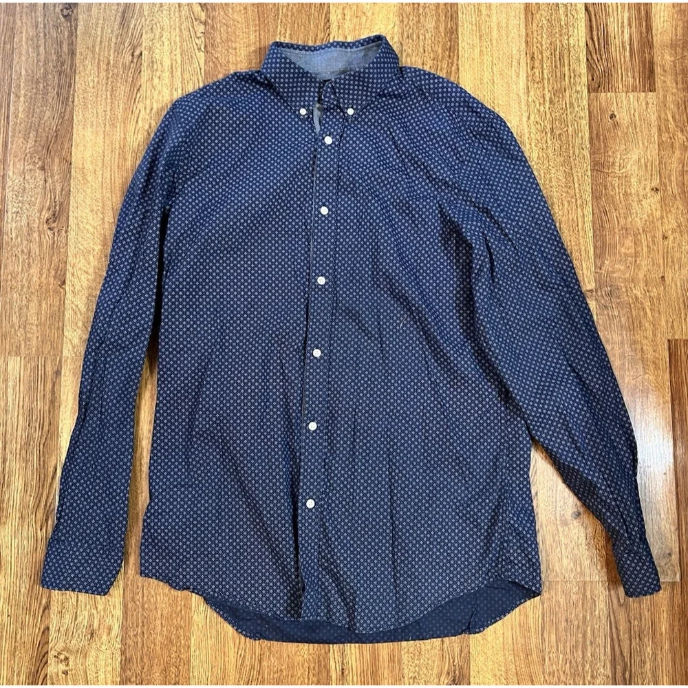 Banana Republic Shirt Men's Button Up XL Soft Wash Slim Fit Long Sleeve Blue